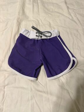LainSnow Plum Ribbed Trunks with White Waistband